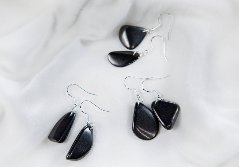 Shungite Earrings Made from 925 Silver (One pair)