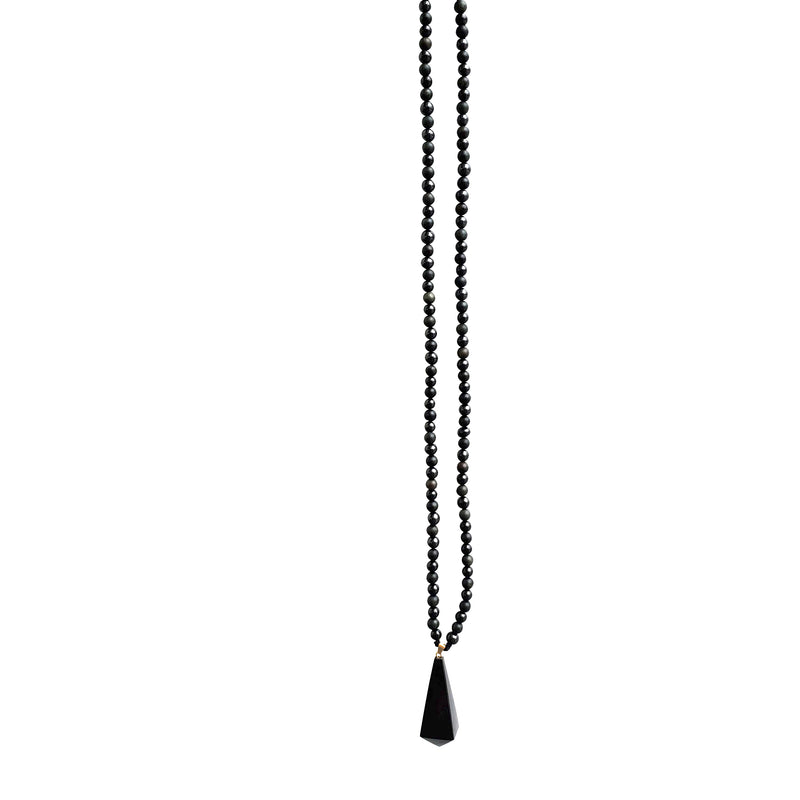 Shungite Mala Necklace with Pendulum Pendant